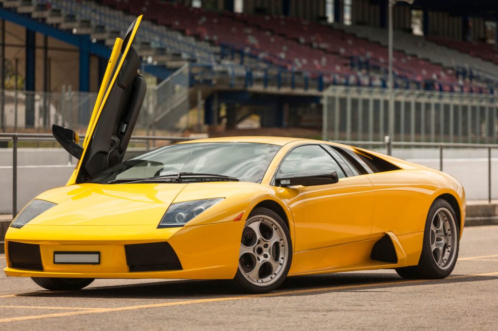 Front view of a yellow luxury sportcar